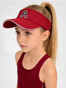 1pc Women's Lightweight Sun Hat, 26 Letters Design, Curved Brim, Suitable For Running And Outdoor Activities, Sun Protection Breathable Sports Cap - Red - View 4