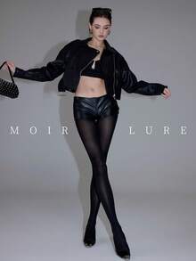 MOIRÉALLURE 1雙女款純色時尚緊身褲，適合日常搭配與夜店風格 - 黑色 - 查看 6