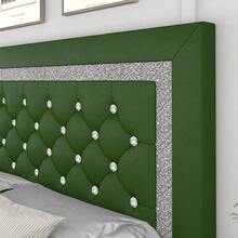 Upholstered Bed Frame, Modern Platform Bed Frame With Headboard And Footboard, No Boxing Spring Needed, Easy Assembly, Black// Pink/ Purple/ White/ Beige / Green, Twin/ Full// King - 綠色 - 查看 3