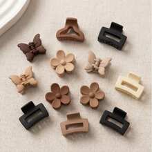 Assorted Matte Mini Hair Clips, Bangs & Side Clamping Clips, Elegant Beige Hair Accessories, Random Mix & Match, Delicate Design For Everyday Hairstyling Summer Outfits Claw Clips - Multicolor - View 6