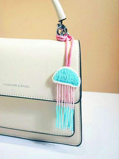 1件彩色串珠时尚优雅迷人可爱多功能趣味动感水母造型背包、单肩包、手提包、斜挎包、化妆包、钥匙扣、车挂件，适合情侣、闺蜜、学生、男士、女士、日常、约会、夏季海滩、旅行