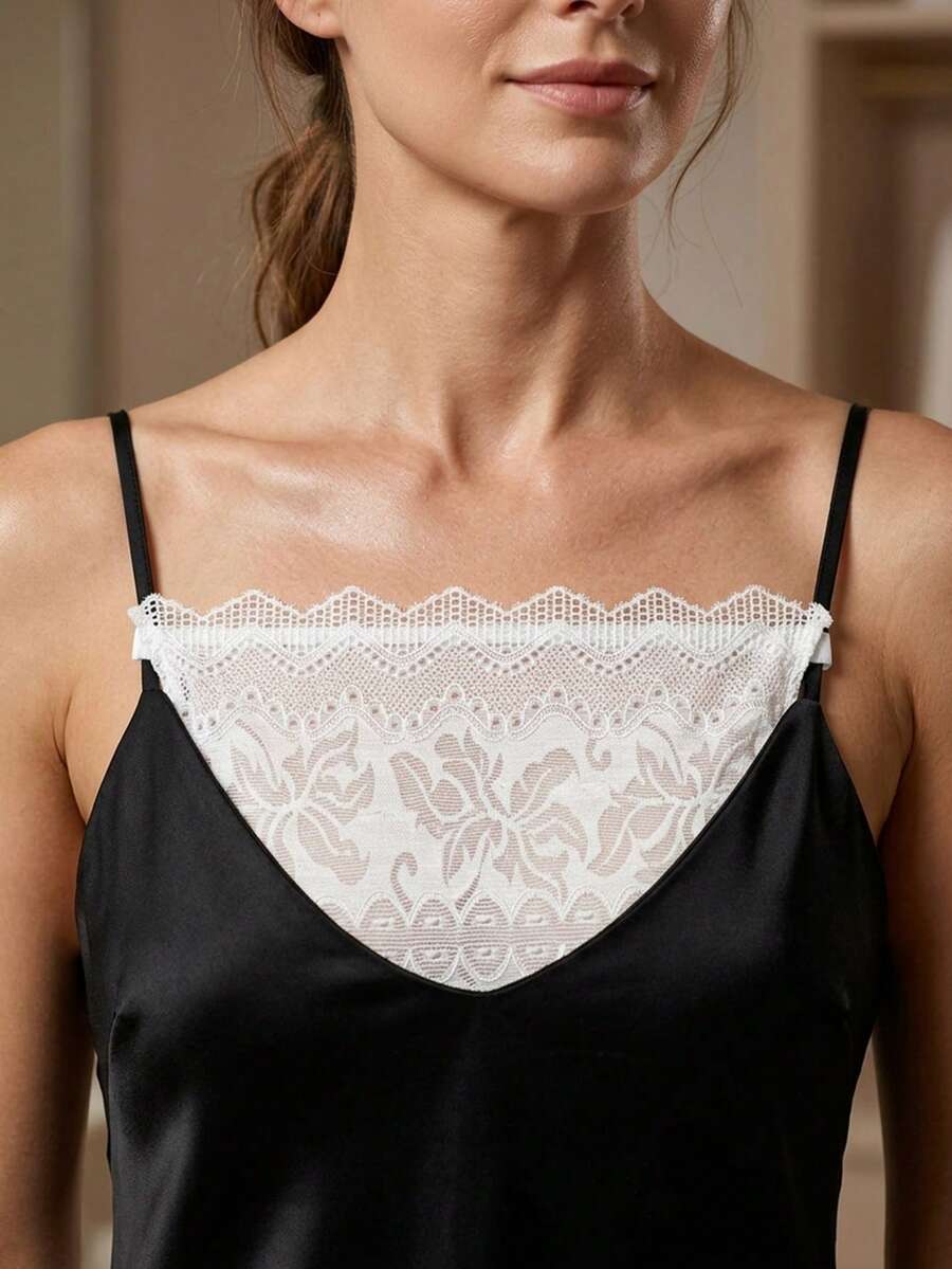 1件装女士时尚双层蕾丝蝴蝶图案性感防走光胸巾，适合搭配吊带连衣裙 - 彩色 - 查看 1