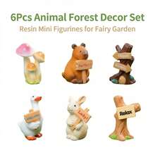 6pcs - Outdoor Small Garden Decor, ABS Resin Miniature Landscape Sculptures, Realistic Animal Figurines, DIY Landscape Decoration Accessories, Suitable For Indoor Home Decor, Wedding And Gifts - Multicolor - View 7