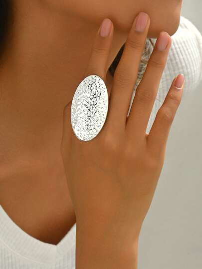 1pc Women's Minimalist Oval Ring, Suitable For Daily Wear