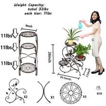 HLC 3-Tier Classic Plant Stand with Modern S Design Bronze - Bronce - Ver 4