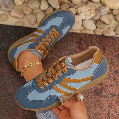 Women's Summer Casual Flat Soft Bottom Non-Slip Splicing Color Outdoor Sports Shoes, Suitable For Spring And Autumn