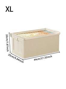 1/2 件带盖/无盖布质折叠收纳盒，带可见窗口，家用抽屉式牛仔裤收纳盒 - 帶蓋米色 - 查看 7