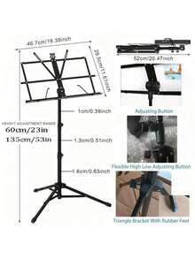 1 pieza Atril portátil y plegable de metal ajustable en altura, con bolsa de almacenamiento, conveniente para almacenamiento o viaje, adecuado para instrumentos de viento de madera pequeños. Disponible en varios colores, un accesorio y regalo musical ideal. - Multicolor - Ver 3