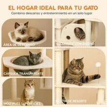 Casa Mueble Rascador para Gatos Torre Multinivel 170 Cm Árbol Color Beige - Beis - Ver 11