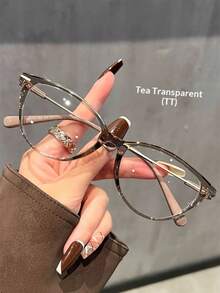 1 Pair Women's Fashion High-End Minimalist Cat Eye Glasses, Unique Temple Design, Suitable For Campus And Workplace Wear - Multicolor - View 10