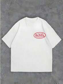 White 1pcs Women's Double Side Print Von Ditch Dragon Floral Design Red And Green Print Fabric Soft & Skin-Friendly Unisex Style Gifts For Spring Festival, Valentine's Day, St. Patrick's Day & World Cup-Van Dutch Dragon Print Women T Shirt Classic Americana Style Graphic,Summer Outfits,Vacation Outfits Women,Summer Outfits For Women,Spring Outfits For Women,Summer Tops,St Pattys Day Outfit,Easter Outfit Women - 粉色 - 查看 3