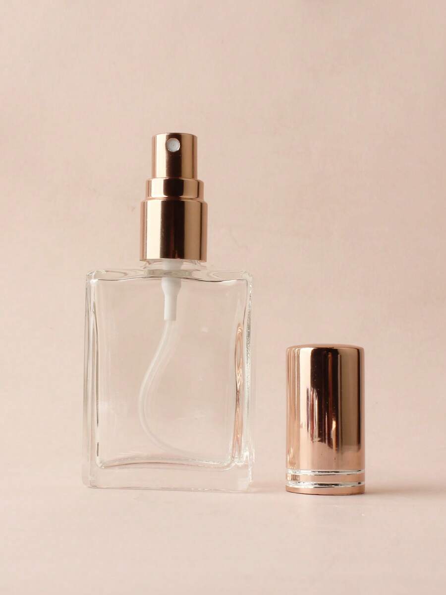 15ml 金色香水化妝水噴霧瓶，1個方形玻璃便攜式細霧空瓶，透明可重複填充旅行裝壓泵瓶