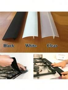 1P2pcs Stove Counter Cover Kitchen Seal, Stove Top Seal, Organic Silicon High Temperature Resistant Kitchen Gap Strip, Kitchen Accessories,Kitchen Decor And Accessories,Home Essentials,Kitchen Organization And Storage,Oil And Dirt Resistant Gas Stove Gap Soft Sealing Strip Silicone Gap Plug Kitchen Stove Counter Gap Cover - Flexible Stove Space Filler,Kitchen Decor,Halloween - 黑色-21吋-1件 - 查看 5