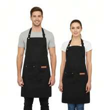 1Pcs Kitchen Chef Bib Aprons With Adjustable Straps And Pockets Resistant Cooking Apron For Women Men Chefs Waiters - 1 - 查看 3