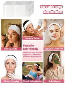 50 chiếc băng đô dùng một lần không dệt, đóng gói riêng lẻ, có thể điều chỉnh, chất liệu mềm mại, không dễ rơi, băng đô co giãn cao với khóa dán, thích hợp cho spa, chăm sóc hàng ngày, làm sạch da mặt, trang điểm, đồ dùng du lịch, dụng cụ làm sạch da mặt, băng đô (50/25 chiếc) - Nhiều màu - Xem 4