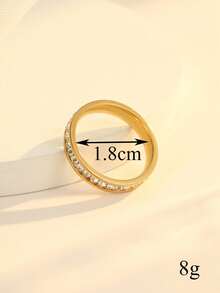 1 Chiếc nhẫn đơn giản bằng thép không gỉ, mạ vàng 18k, nhẫn đôi khắc chữ theo yêu cầu dành cho nam và nữ, thích hợp đeo hàng ngày hoặc làm quà tặng kỷ niệm. - Vàng - Xem 2