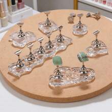 1个心形和熊图案可重复使用磁性亚克力美甲展示架，云朵形便携式假指甲展示架，美甲工具 - 彩色 - 查看 1