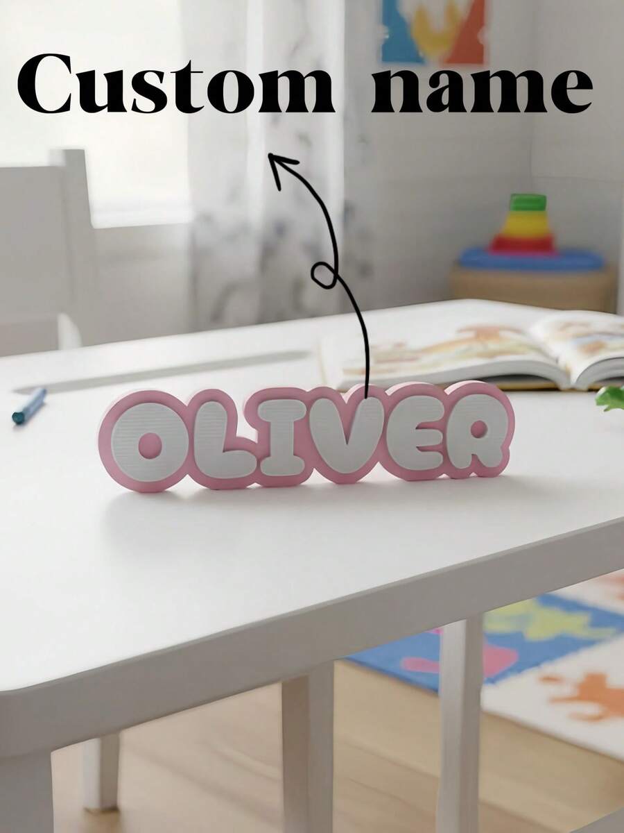 COMMERCIAL LICENSE | Free Standing Nameplate STL File | 3D Print Desk Name Plate | Personalized Name Sign | Digital Download - Multicolor - View 1