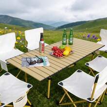 Mesa plegable de exterior tipo waffle / Mesa de picnic y camping portátil / Mesa de puesto ajustable en altura, color aleatorio - Multicolor B - Ver 2