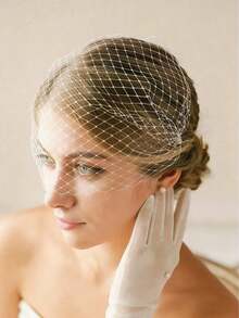 1pc Dark Gothic Style Simple And Elegant Bridal Veil - Beige - View 7