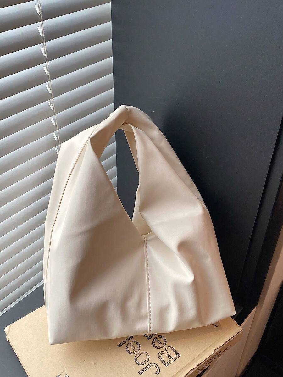 Grand sac à bandoulière rétro de femme en couleur unie et doux, sac bandoulière multifonctionnel, sac fourre-tout, sac de ville décontracté pour femmes