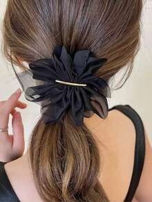 2pcs/1pc Floral Decor Hair Clips, Casual, Beach, Party, Elegant Ribbon, Valentine's Day, Hair Accessories, School Supplies - Multicolor - View 8