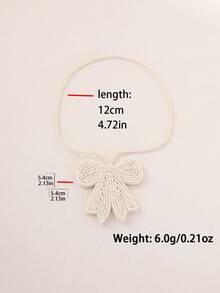 1 chiếc móc khóa túi hình nơ đính cườm thủ công, phong cách Bohemian, làm từ vải không dệt, phù hợp cho trang phục thường ngày, đi biển, du lịch của nữ, làm quà tặng Ngày của Mẹ. Hình dáng thủ công có thể có một vài khác biệt nhỏ. - trắng - Xem 4