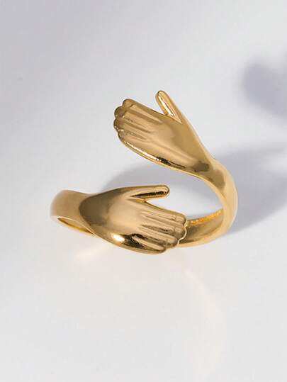 1 stuk 18K vergulde roestvrijstalen minimalistische ring in palmvorm, geschikt voor dagelijks gebruik door vrouwen