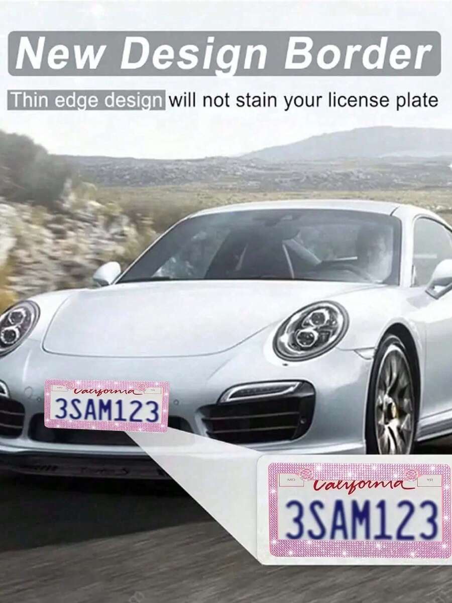 水晶塑料车牌框，闪光车牌框，通用水晶车牌框套，防锈塑料车牌架，汽车配件 - A - 查看 1