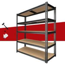 Heavy Duty Garage Shelving,5-Tier Metal Storage Shelves,2400LBS Shelving Unit,Adjustable Shelving Rack, Standing Shelf Units For Garage Storage Warehouse,28''*12''*60'' - 黑色 - 查看 7