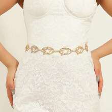 Cadena de cintura de metal con estrella de cinco puntas hueca, estilo europeo y americano, cadena de cintura versátil y de alta gama para vestidos, vaqueros, duradera y resistente a la decoloración - multicolor - Ver 12