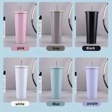 1 cốc giữ nhiệt bằng thép không gỉ màu xám nhạt có ống hút, dung tích lớn, cốc cà phê chân không, cốc du lịch tiện dụng, quà tặng. - Màu Xám nhạt - Xem 6