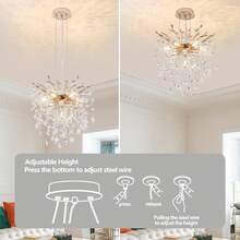 Modern Luxury K9 Crystal Tree Branch Chandelier, 18-49" Large Gold Linear Island Lighting, 7-14 Light Artisan Branching Pendant Light For Dining Room, Living Room, Foyer - Retro - View 12