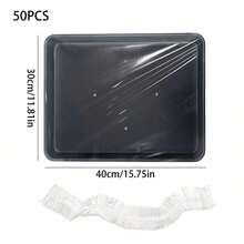 50pcs Reusable Transparent Elastic Food Tray Covers: Suitable For Bread, Fruits, Vegetables And Desserts - White - View 8