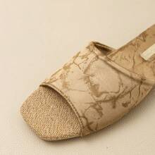 1pc Premium Linen Slippers, Women's All Season Indoor Anti-Slip Slippers, Vintage Floral Print Elegant & Comfortable, Natural Linen Breathable Material Soft & Firm Slippers - Khaki - View 8