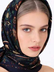 1件装女士波西米亚风仿丝斜纹围巾头带，适合日常佩戴 - 多色-斜紋綢 - 查看 4