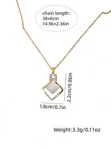 1 pieza Elegante y lujoso collar colgante de mujer con ojo de gato cuadrado y circonita cúbica incrustada - XL00133 - Ver 2