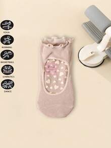 1/2 Paar Damen Profi Pilates Yoga Socken, rückenfreies Spitzendesign, bequem atmungsaktiv, herzförmige Silikon rutschfeste Socken, professioneller Sportgriff, geeignet für Ballett, Tanz, Yoga, Pilates, Fitness, Geschenke, Büro Casual Wear, Mehrfarbige Optionen (Pink, Beige), Ganzjährig vielseitig einsetzbar - Verschiedenfarbig - Übersicht 12