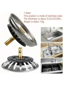 Stainless Steel Kitchen Sink Strainer And Drain Stopper - Polished Drain Stopper With Hair Catcher, Suitable For Bathroom And Kitchen Drain Protection - Multicolor - View 3