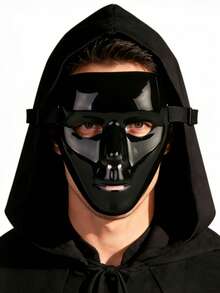 1pc Black Mysterious Full Face Mask, Suitable For Cosplay, Horror Party, Daily Use, Photo Props - Black - View 6