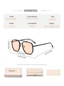 Verywork 1pc Women Advanced Sense Unique Double Beam Design Pilot Frame Superior Quality Elegant Luxury Brand Designer Fashion Eyeglasses Comes With Storage And Wiping Cloth For Ideal Choice For Gift Business Casual Woman Going Out Outfit - 彩色 - 查看 8