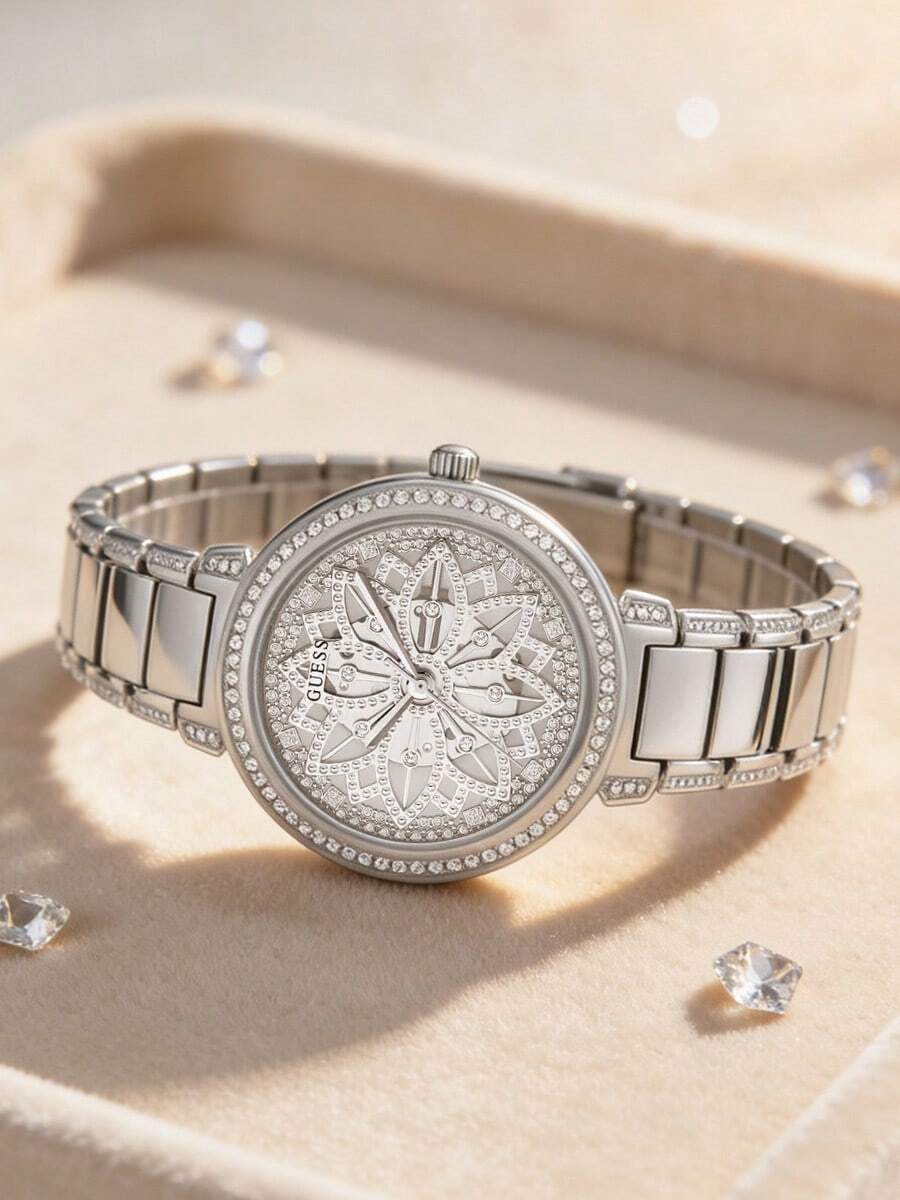 GUESS 女士银色水晶表圈不锈钢手表 GW0528L1 - 銀色 - 查看 1
