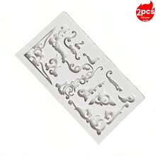 2pcs European Style Embossed Silicone Molds, Suitable For Resin, Plaster, Clay Crafts And Home Decor For Various Festivals - 2 Gray Molds - Small Ancient Flower - View 5