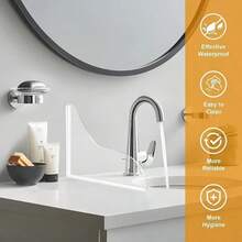 2pcs Bathtub Splash Guard - Transparent Plastic Shower Splash Cover, Self-Adhesive Waterproof Bathtub Splash Barrier, Easy To Install, For Bathroom Protection, Bathroom Decor, Fall Decor, Bathroom Accessories, Back To School - Multicolor - View 9