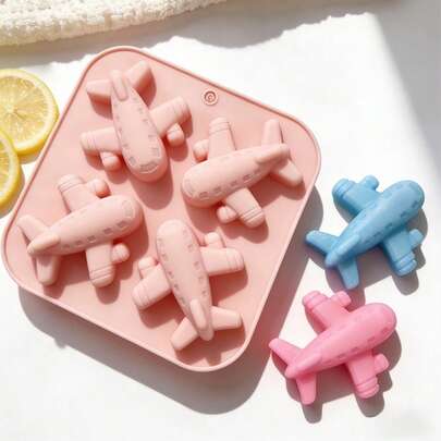 4-Cavity Airplane Shaped Silicone Candle/Soap Mold, Cute Aircraft Design Resin Casting Mold, DIY Craft Tool For Home Decor, Bedroom, Birthday Party Gift