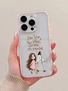 1 pieza Funda de teléfono a prueba de golpes de cobertura total de TPU personalizada con Jesús rosa sosteniendo la mano de una niña, compatible con Apple 17, 16, 15, 14, 13, 12, 11 Pro Max, Air y Series - Multicolor - Ver 5