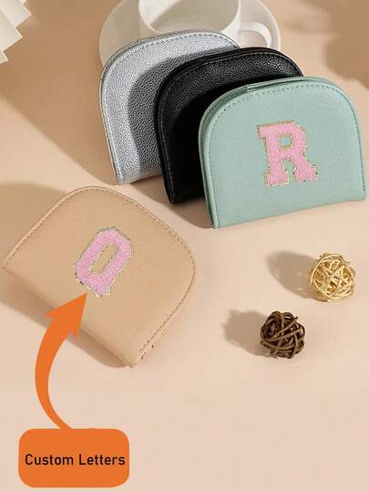 1pc Semi-Circular Wallet Crafted From PU Leather-A Lightweight, Portable Card Holder That Is Compact Yet High-Capacity. It Features Water-Resistant And Moisture-Proof Properties, Making It An Ideal Gift For Dads, Moms, Couples, Or Classmates, And Is Perfect For Occasions Such As Parties, Birthdays, Christmas, Back-To-School Season, And More.