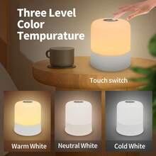 Đèn ngủ cảm ứng 1 chiếc, đèn LED 3 màu ánh sáng ấm có thể điều chỉnh độ sáng, sạc USB, đèn ngủ cảm ứng di động, thích hợp trang trí phòng ngủ, phòng khách và bàn làm việc, quà tặng lãng mạn. - 16 màu ánh sáng có thể điều chỉnh - Xem 7