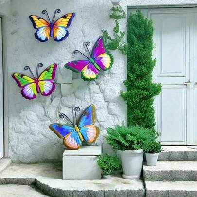4pcs 2D Acrylic Butterfly Wall Art Decor: Colorful Hanging Butterflies, Suitable For Garden, Yard, Fence, Wall, Garden Decor, Mother's Day, Father's Day Gifts - Fit For Spring, Summer, Autumn, Winter - No Feathers - No Electricity Required