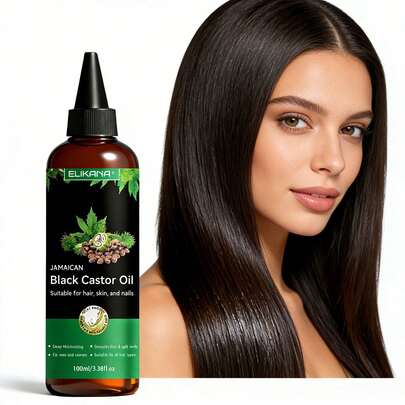 4 液盎司牙买加黑蓖麻油 | 玻璃瓶 | 睫毛刷 | 100% 纯天然 | 优质基底油 | 适用于头发、睫毛和眉毛 | 身体和头发